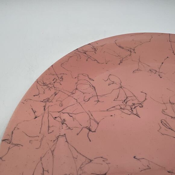 Vtg Pink Oval Serving Platter Spiderweb MCM 1950s Kitchen Blue Ridge Retro13.5" - Picture 1 of 7